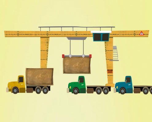 Goods truck & Crane Header